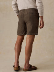 Essential Linen Short (6.5") - Island Brown Stripe