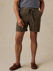 Essential Linen Short (6.5") - Dark Palm