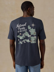 Faherty x Parks Project National Parks Short-Sleeve Sunwashed Regenerative Tee - Dune Navy