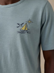 Faherty x Parks Project Channel Islands Short-Sleeve Sunwashed Regenerative Tee - Hull Teal