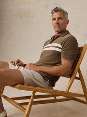 Cabana Towel Terry Surf Stripe Polo - Island Brown