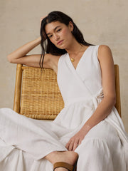 Dune Cotton Gauze Wrap Dress - White