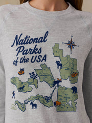 Faherty x Parks Project National Parks Sunwashed Organic Crewneck - Light Grey Heather