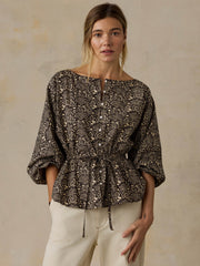 Coastal Poplin Faye Top - Night Bloom