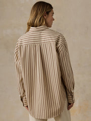 Coastal Poplin Relaxed Shirt - Drift Sand Stripe