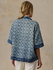 Dune Cotton Gauze Relaxed Camp Shirt - Indigo Blossom