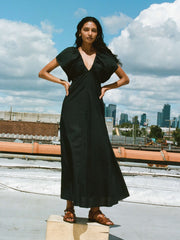 Coastal Poplin Bondhi Dress - Black
