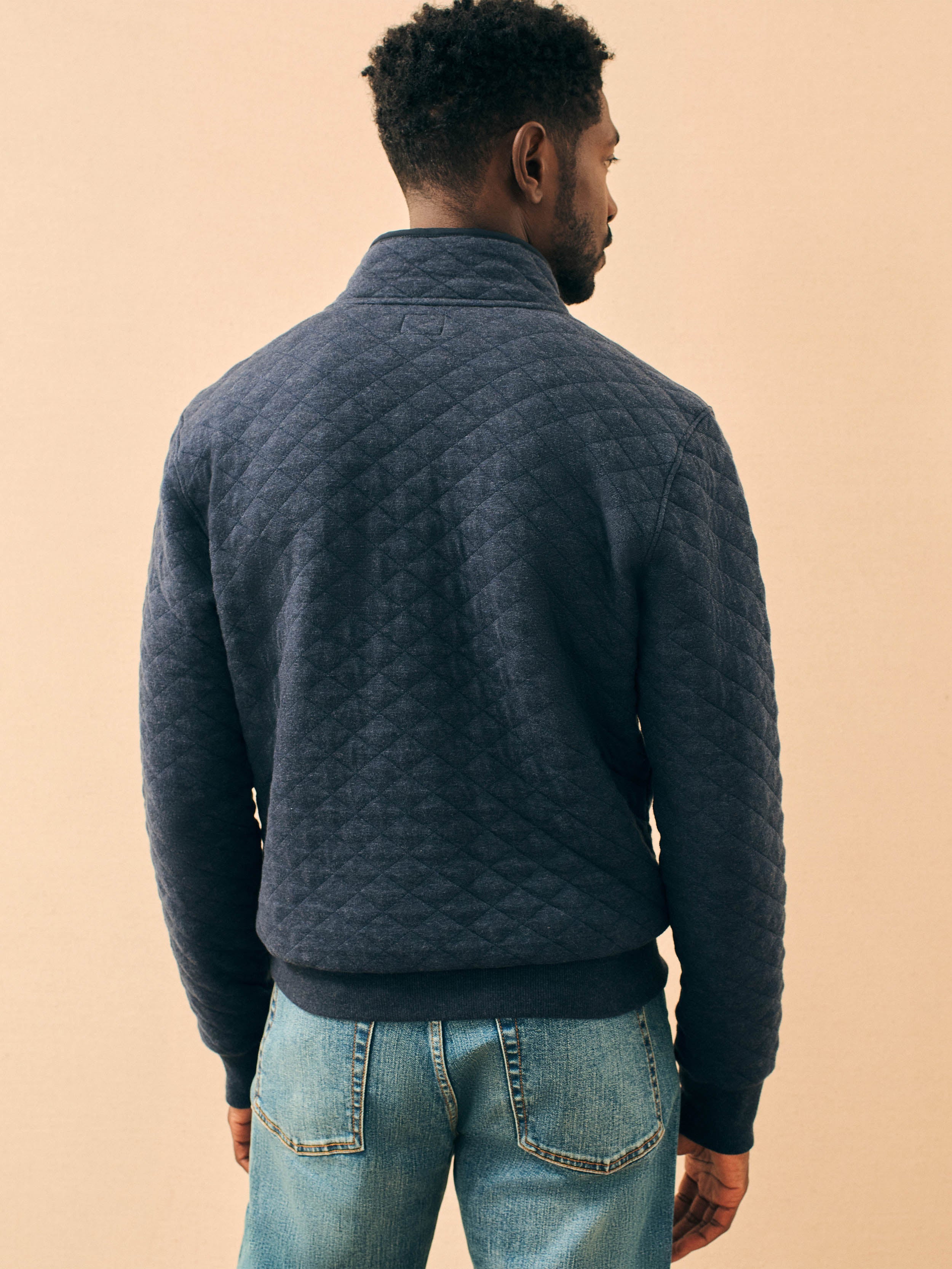 Epic Quilted Fleece Pullover - Navy Melange