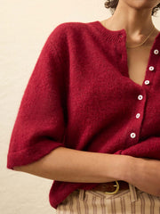 Apres Alpaca Cardigan - Wine Rust