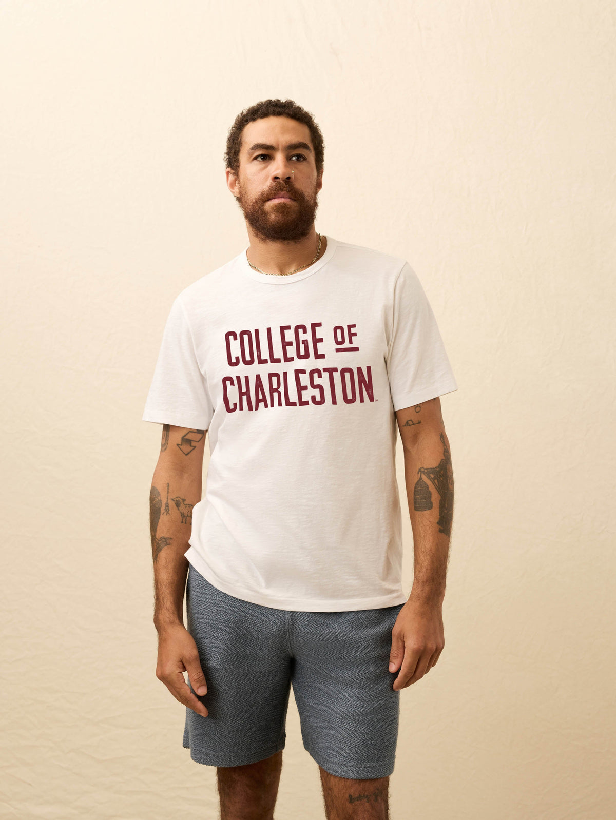 College of Charleston Sunwashed Tee - White