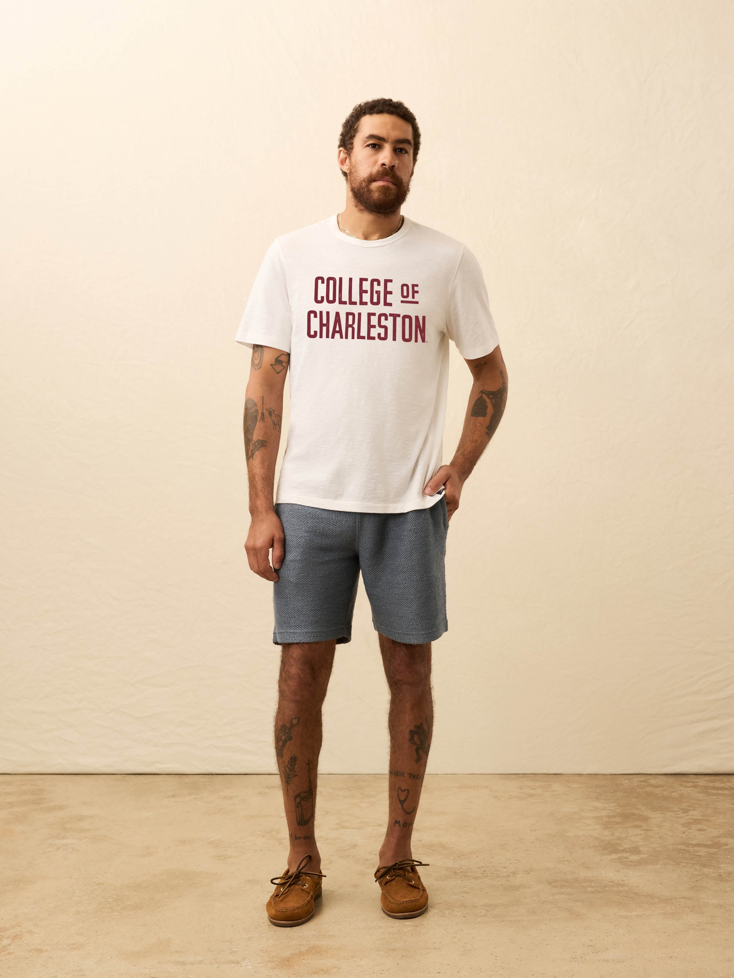 College of Charleston Sunwashed Tee - White