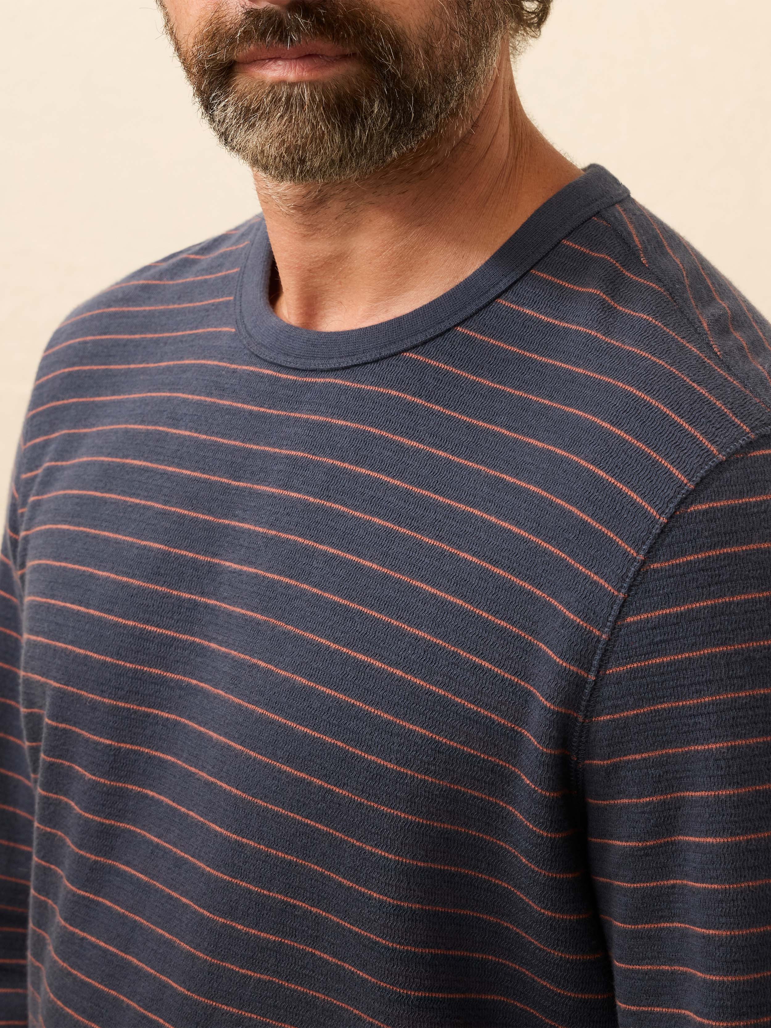 Double Knit Crewneck - Blue Dune Stripe