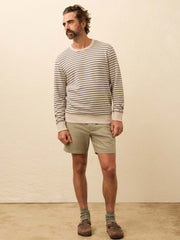 Double Knit Crewneck - Oat Navy Stripe