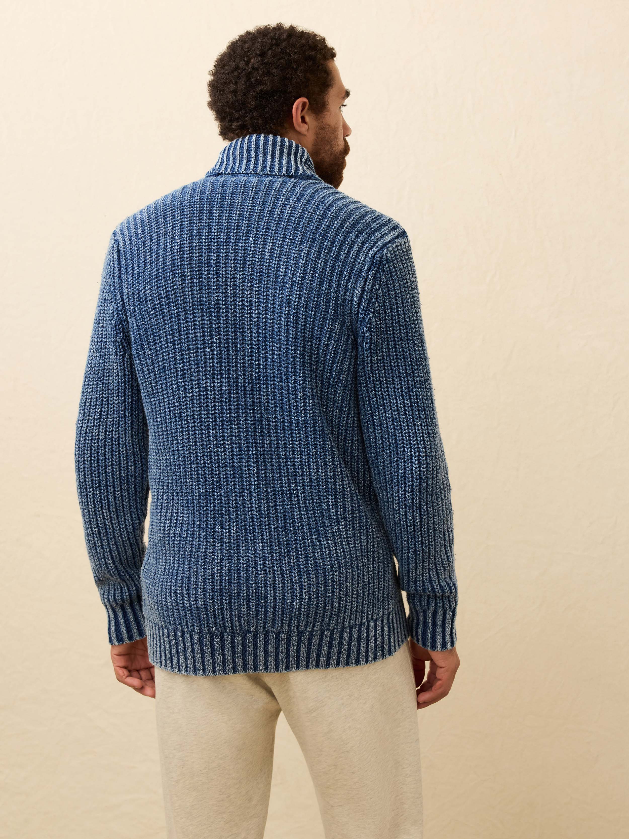 Chunky Indigo Cardigan - Windcliff Indigo Wash