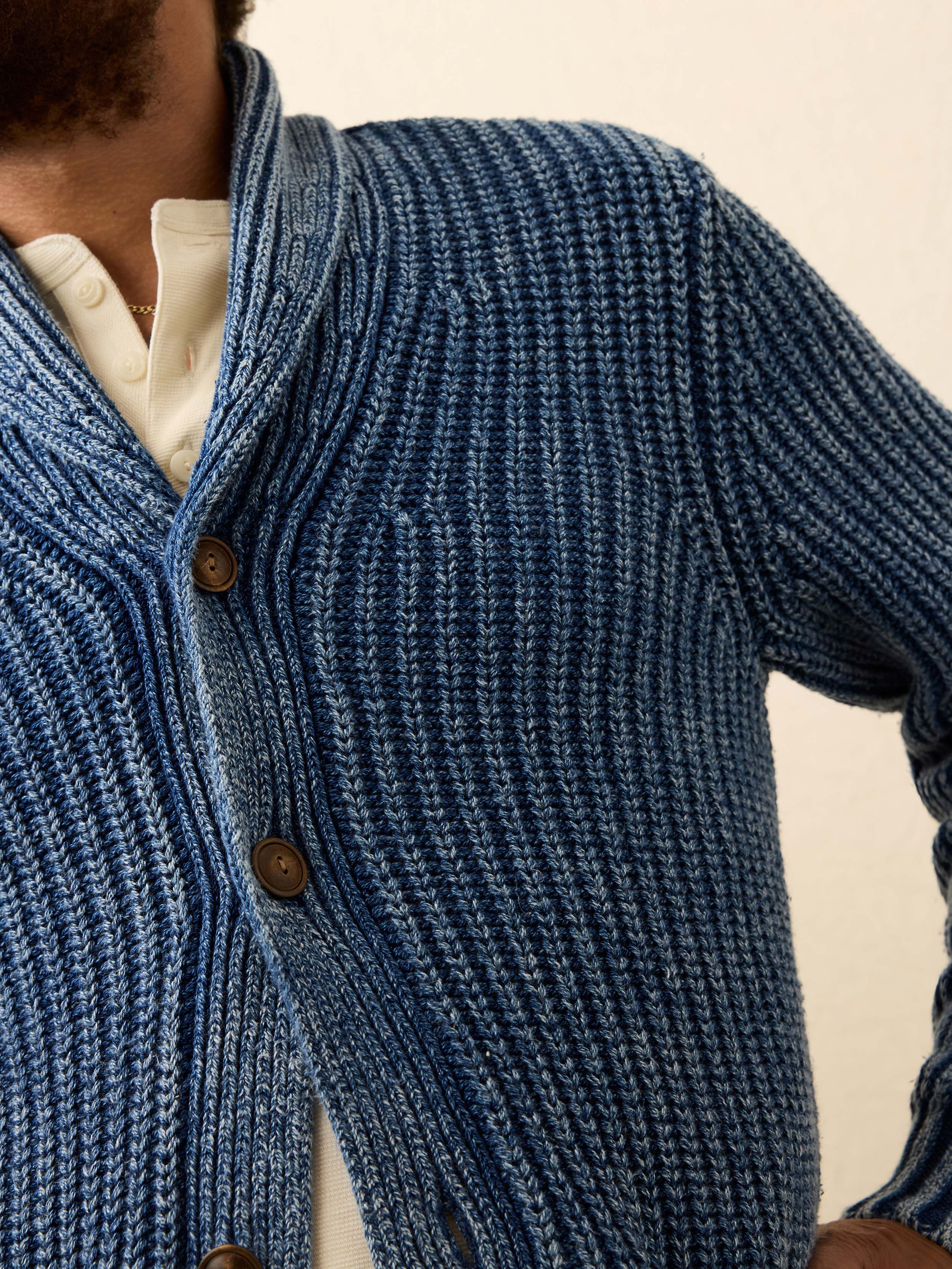 Chunky Indigo Cardigan - Windcliff Indigo Wash
