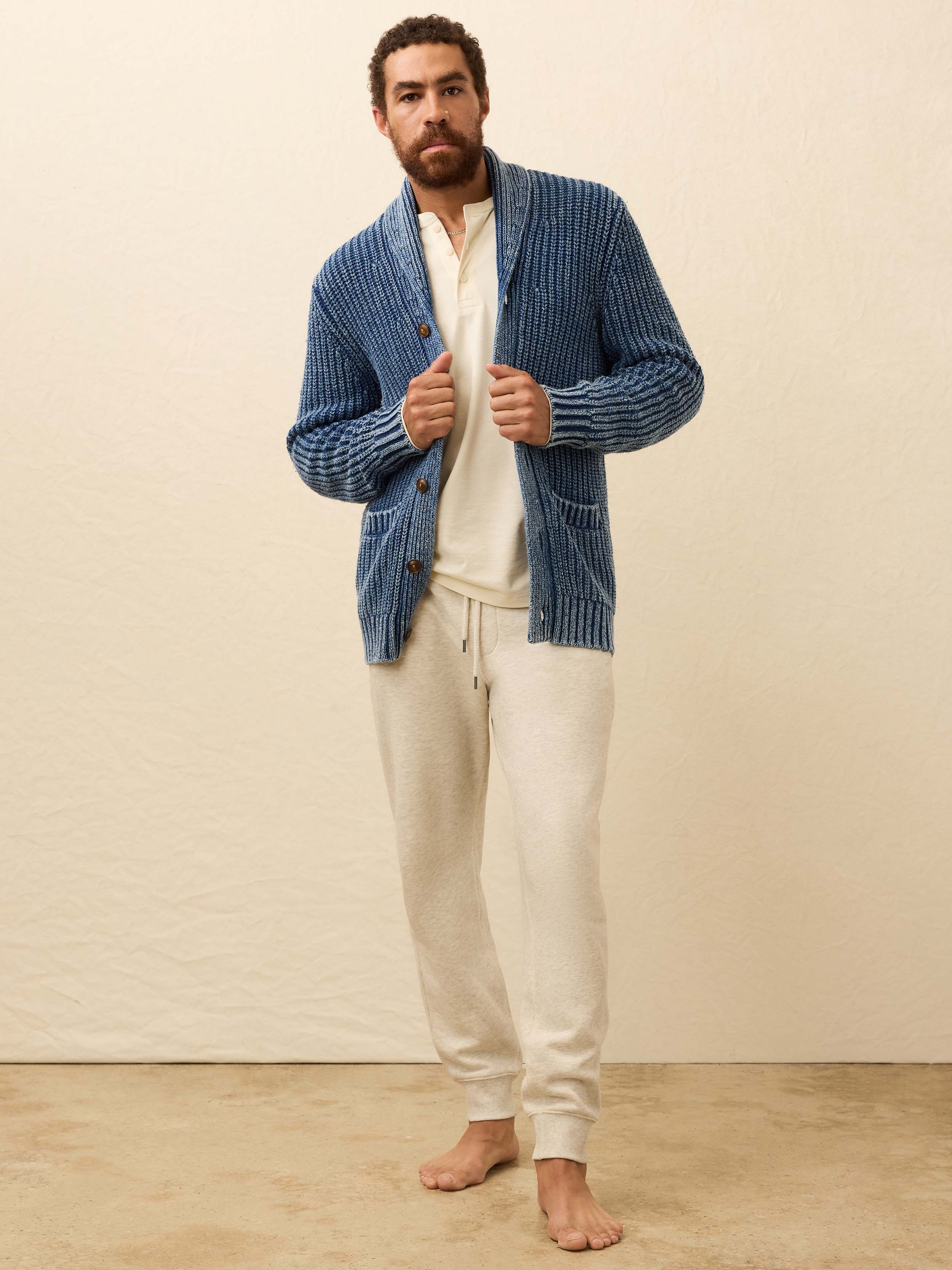 Chunky Indigo Cardigan - Windcliff Indigo Wash