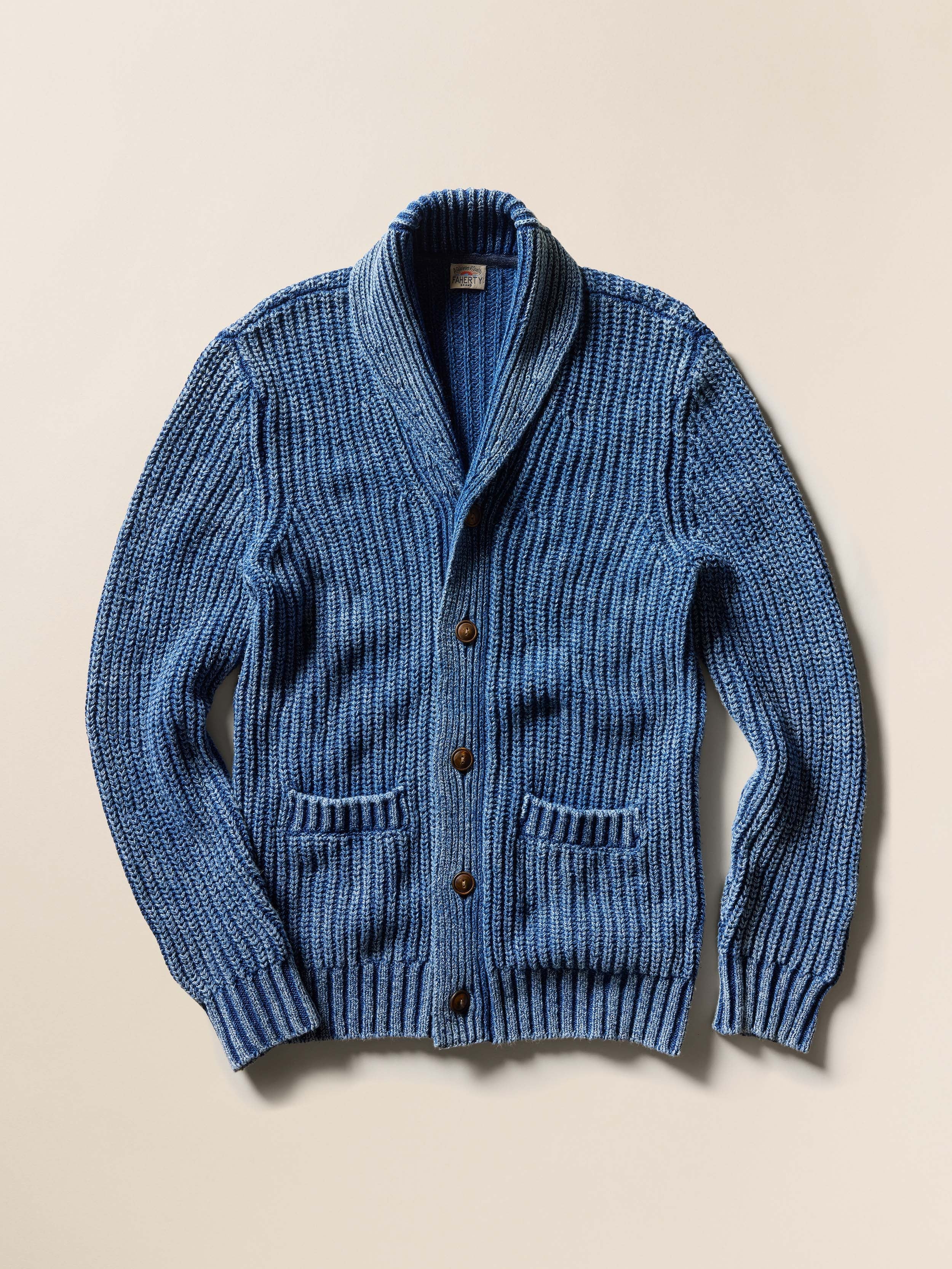 Chunky Indigo Cardigan - Windcliff Indigo Wash