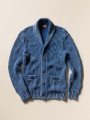 Chunky Indigo Cardigan - Windcliff Indigo Wash