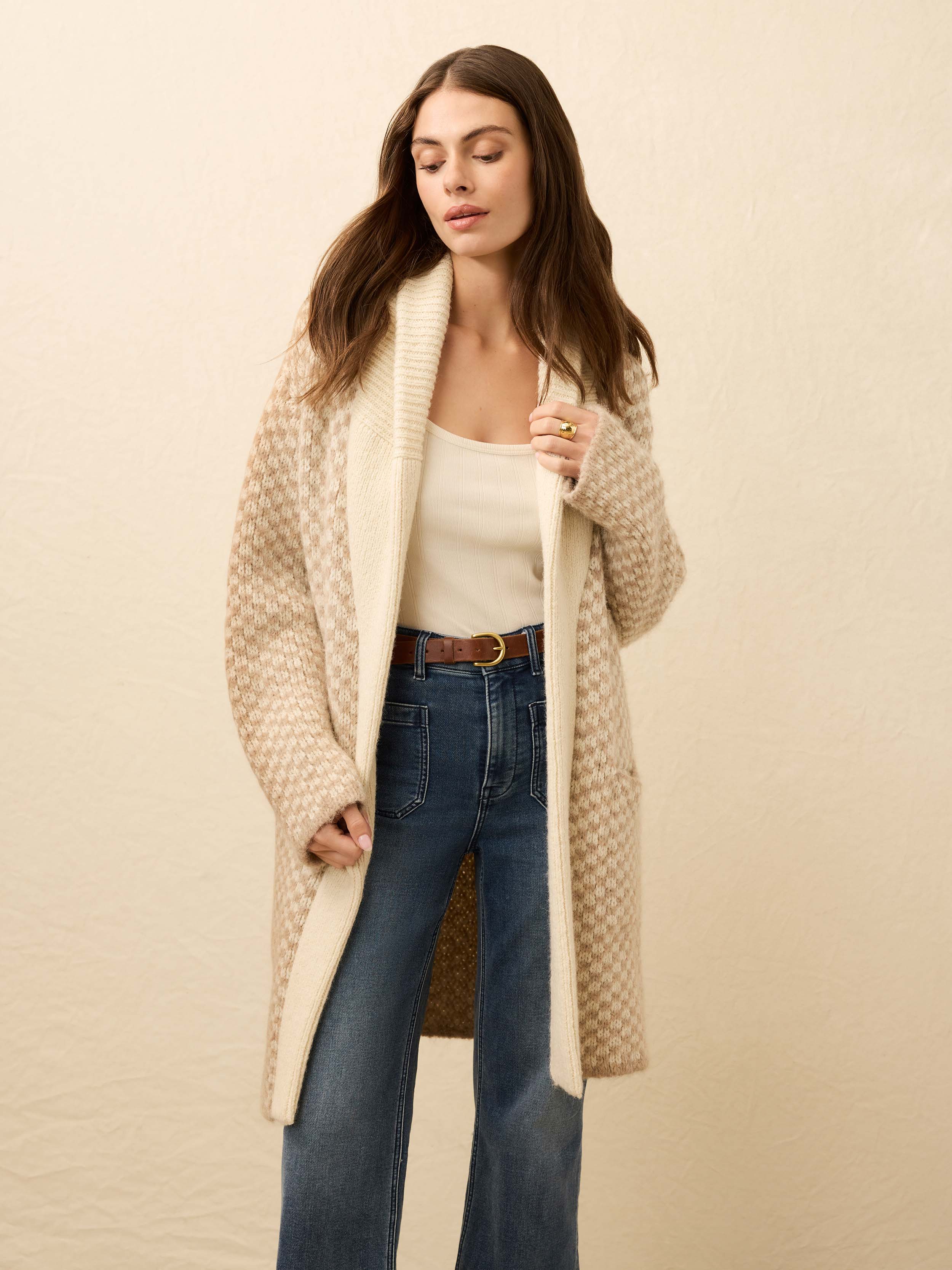 Alpaca Cabin Sweater Coat - Cream