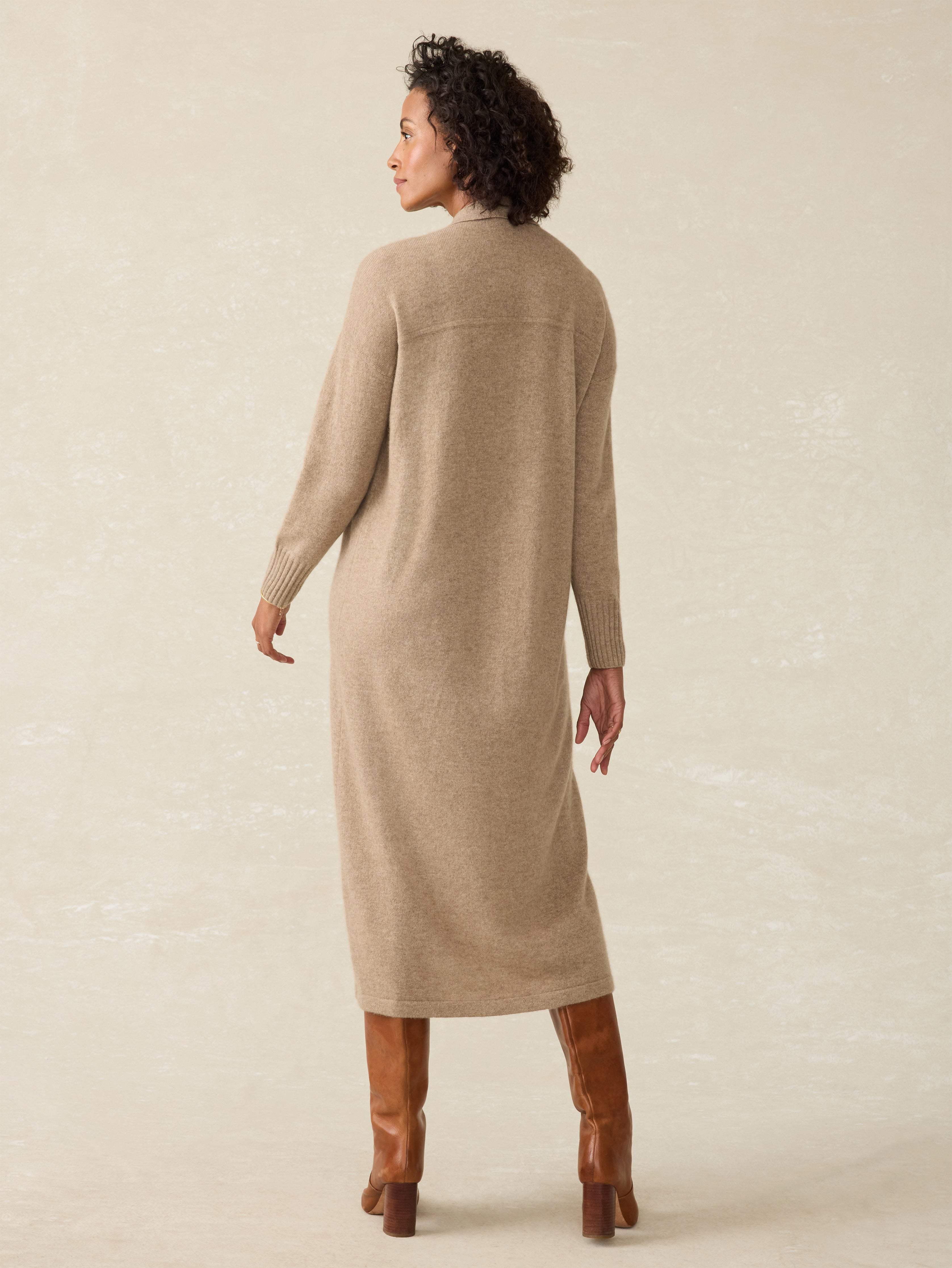Coastal Cashmere Maxi Shirtdress - Driftwood