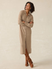 Coastal Cashmere Maxi Shirtdress - Driftwood