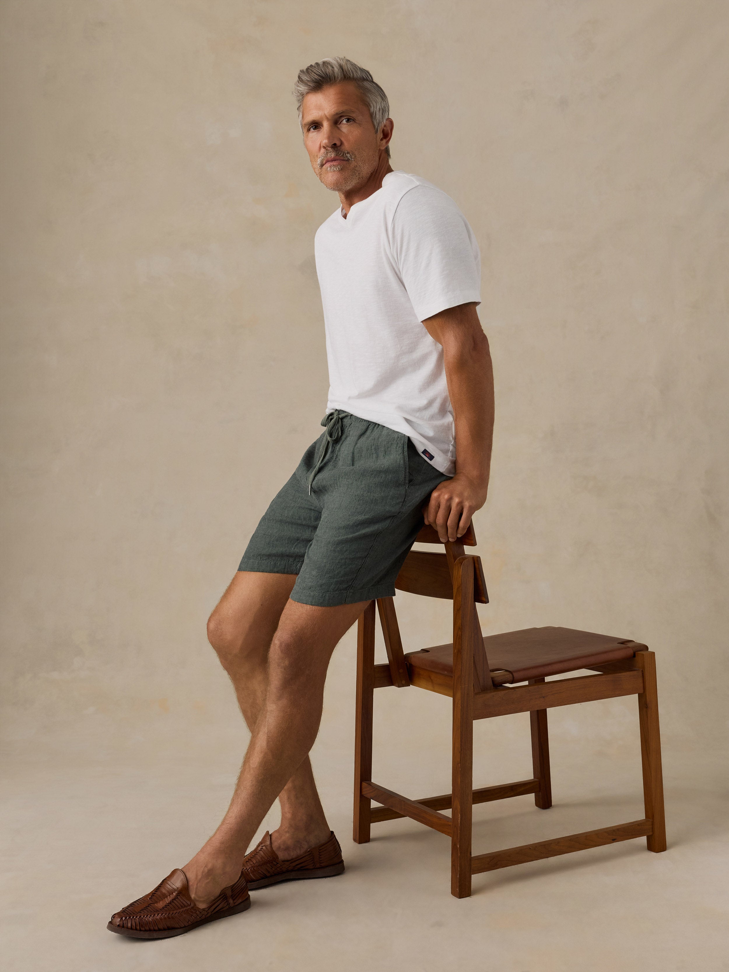 Essential Linen Short (6.5") - Island Spruce Pincheck