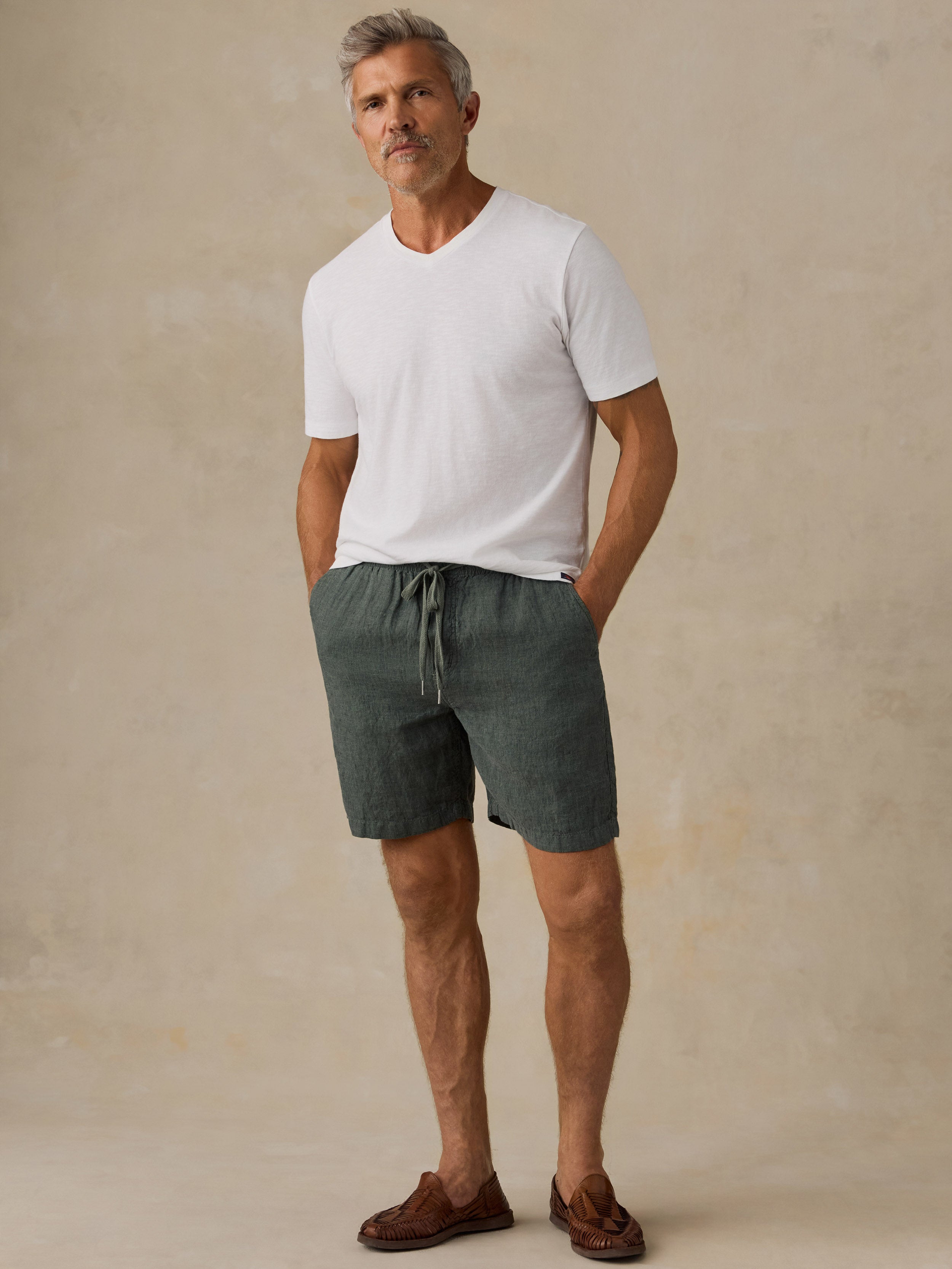 Essential Linen Short (6.5") - Island Spruce Pincheck