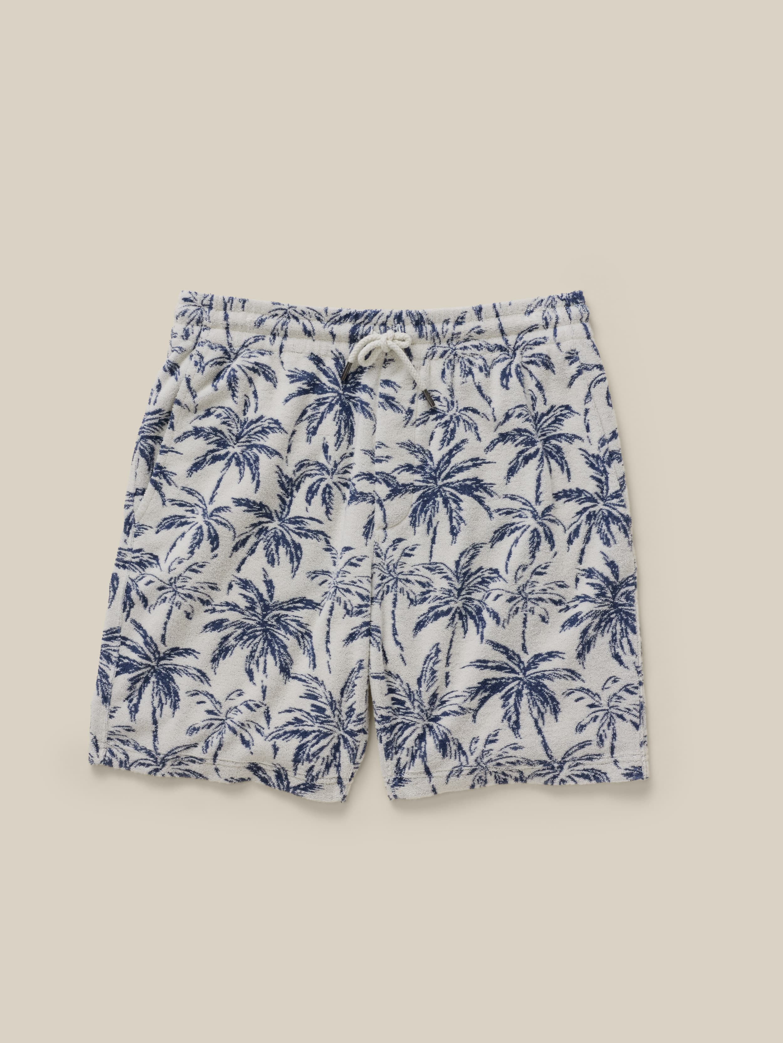 Cabana Towel Terry Sweatshort - Ivory Tropic Trees