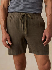 Essential Linen Short (6.5") - Dark Palm