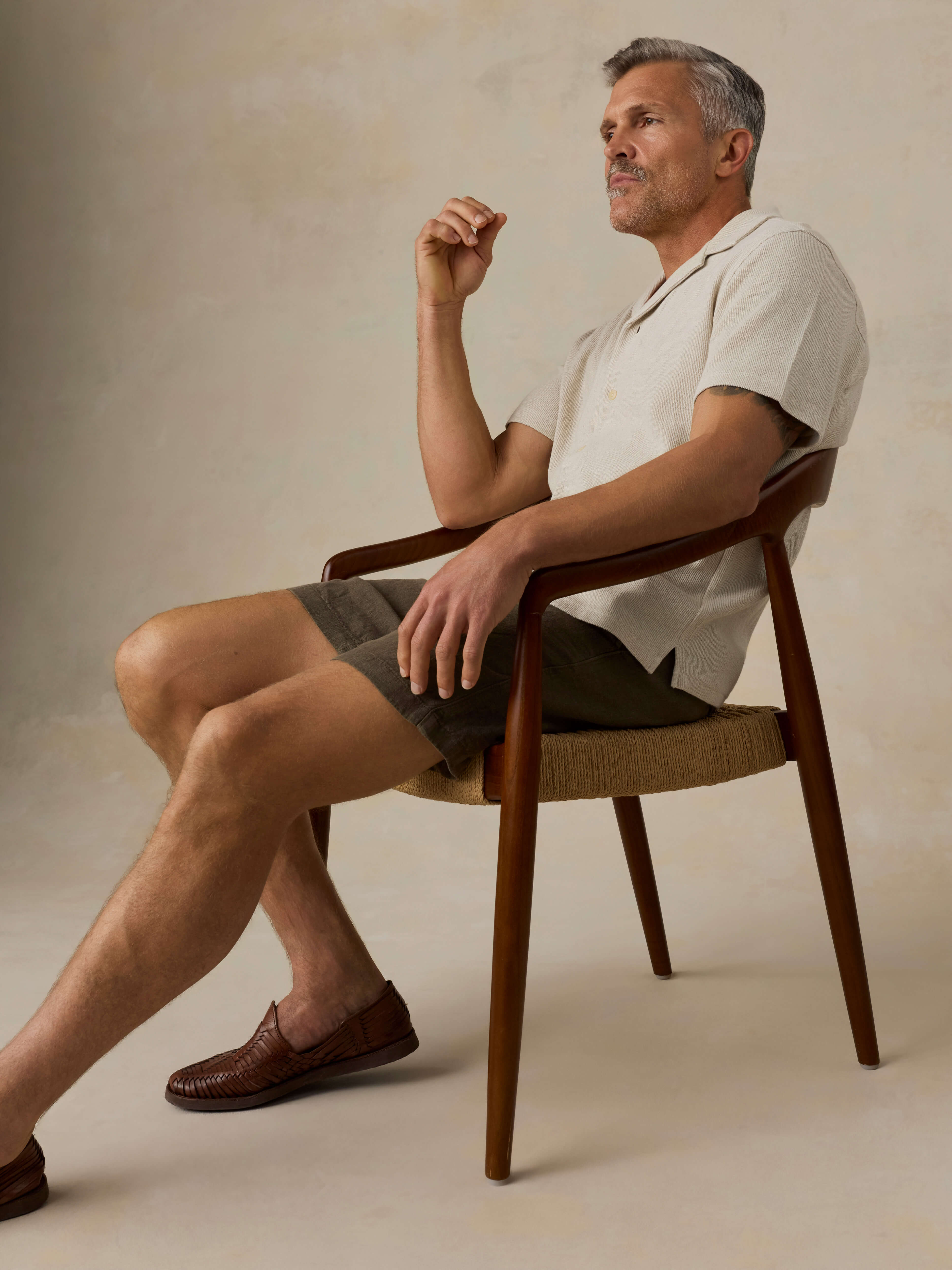 Essential Linen Short (6.5") - Dark Palm