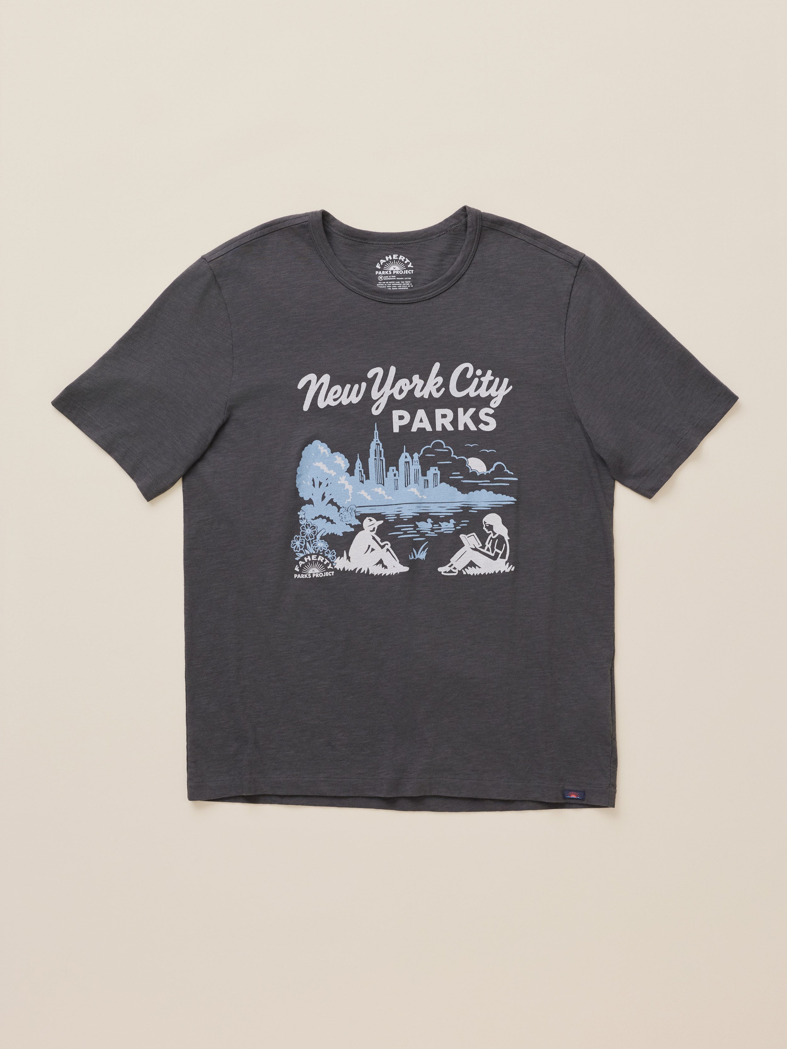 Faherty x Parks Project NYC Parks Short-Sleeve Sunwashed Regenerative Tee - Graphite