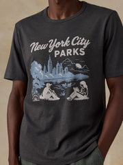 Faherty x Parks Project NYC Parks Short-Sleeve Sunwashed Regenerative Tee - Graphite