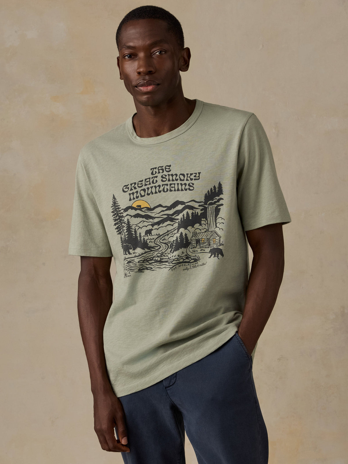 Faherty x Parks Project Great Smoky Mountains Short-Sleeve Sunwashed Regenerative Tee - Summer Sage