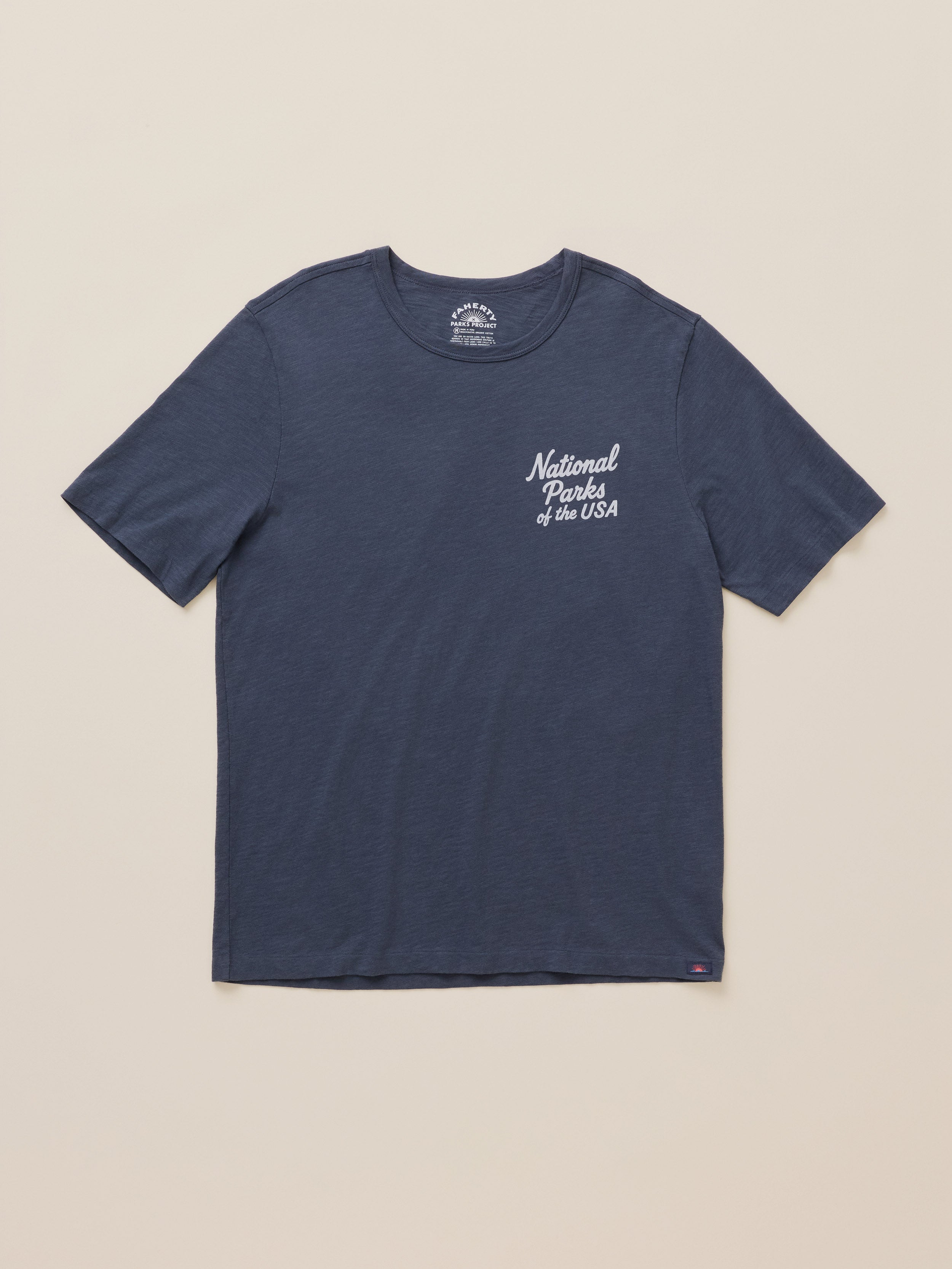 Faherty x Parks Project National Parks Short-Sleeve Sunwashed Regenerative Tee - Dune Navy