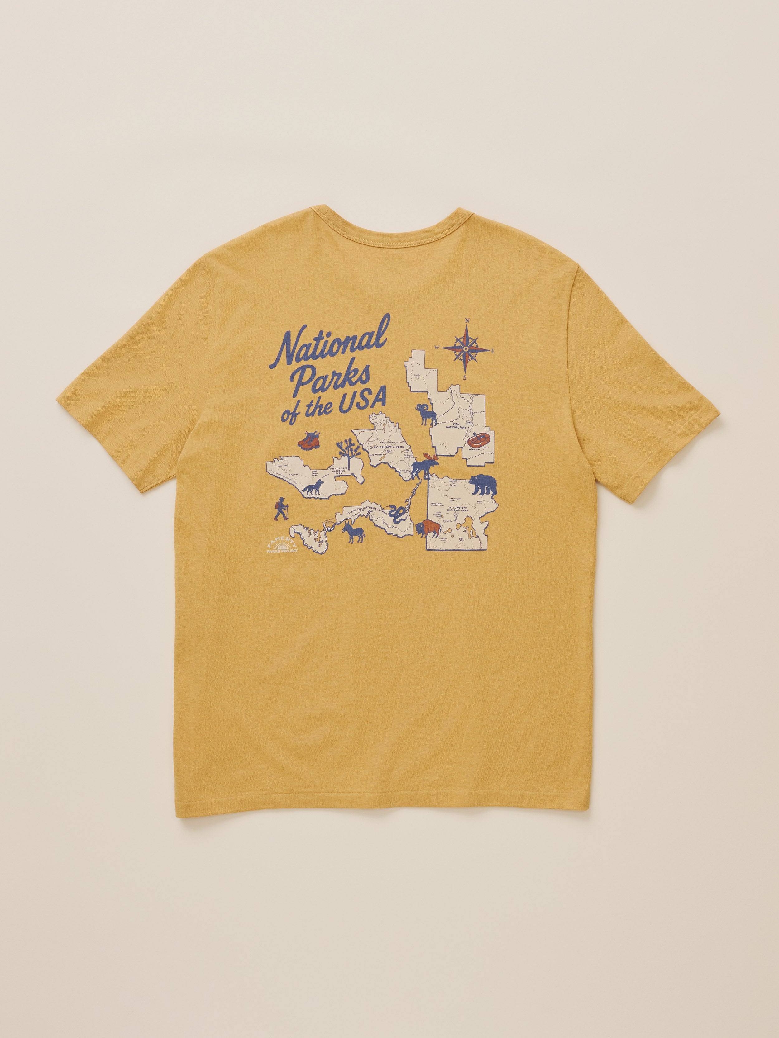Faherty x Parks Project National Parks Short-Sleeve Sunwashed Regenerative Tee - Sunset Gold