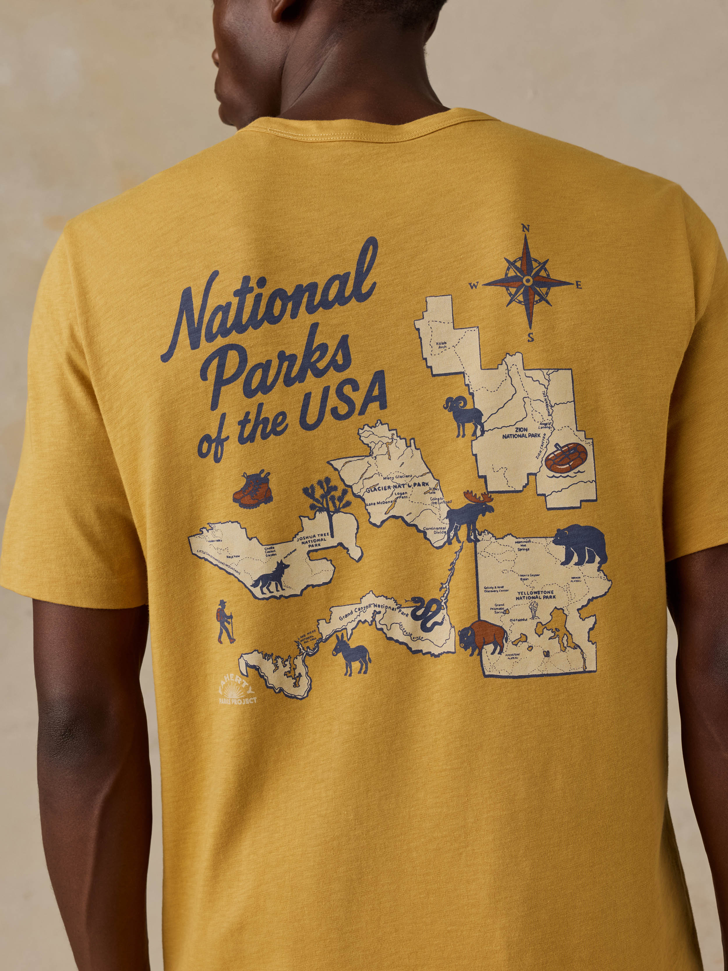 Faherty x Parks Project National Parks Short-Sleeve Sunwashed Regenerative Tee - Sunset Gold