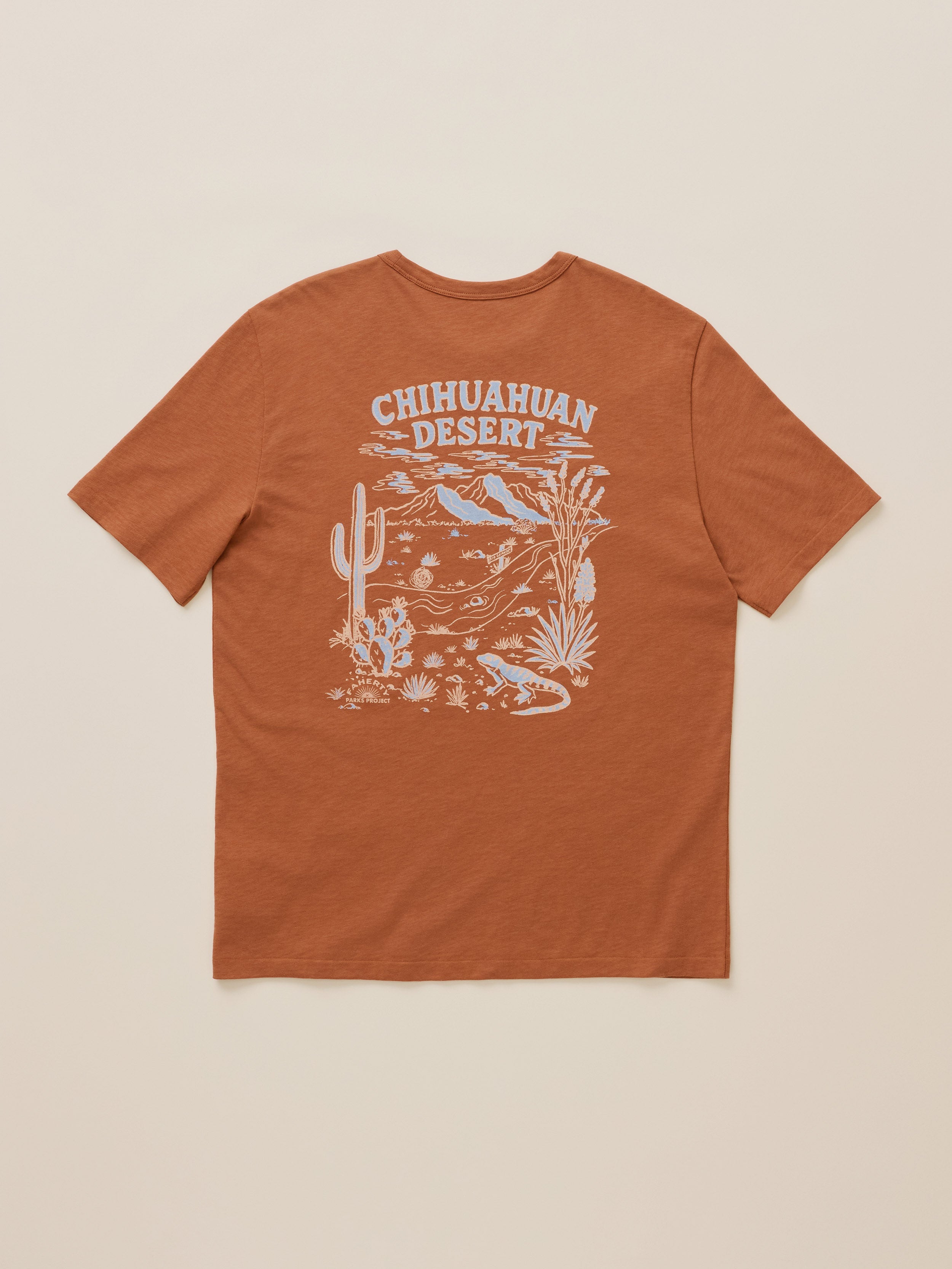 Faherty x Parks Project Chihuahuan Desert Short-Sleeve Sunwashed Regenerative Tee - Copper Red