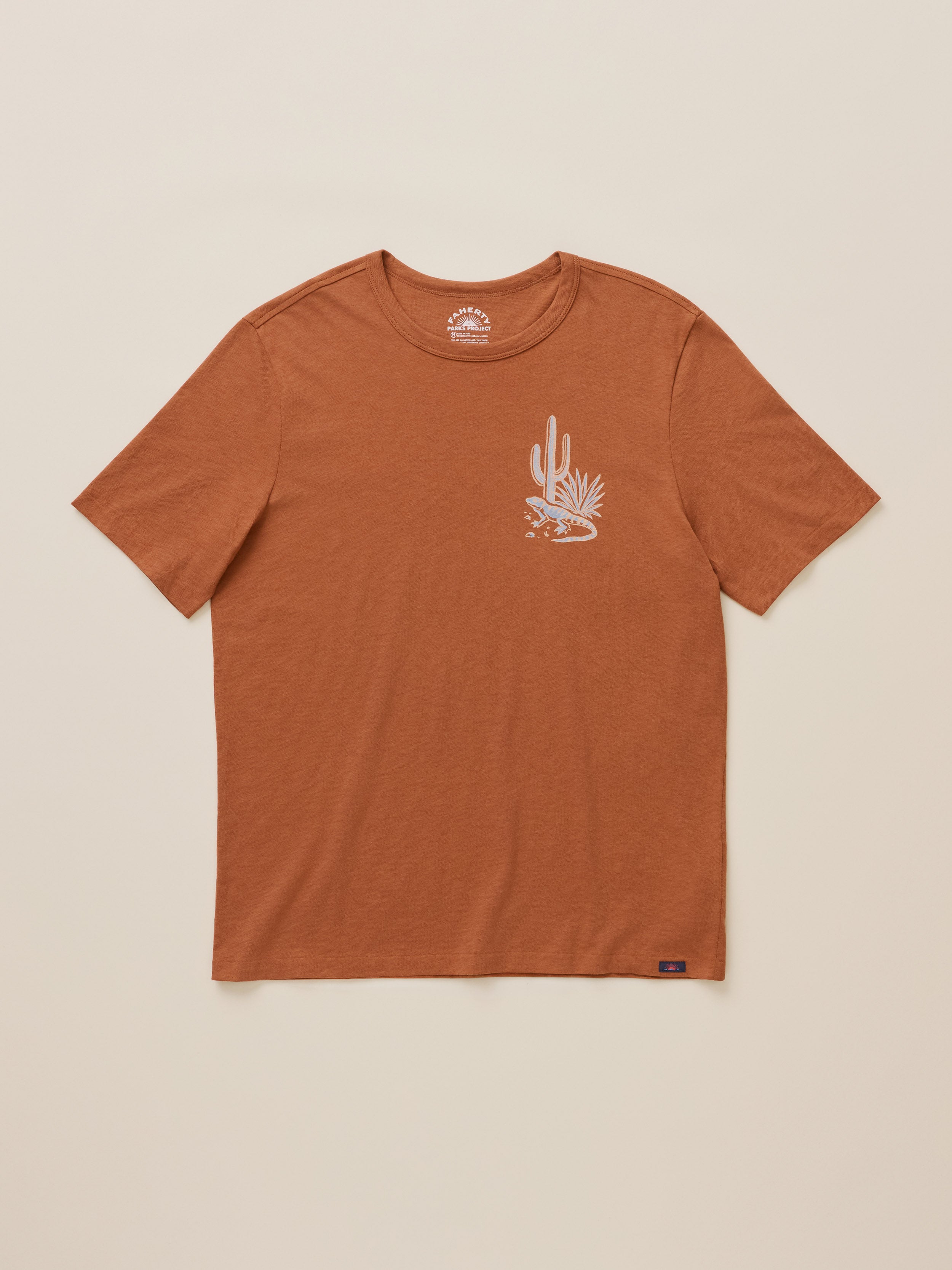 Faherty x Parks Project Chihuahuan Desert Short-Sleeve Sunwashed Regenerative Tee - Copper Red