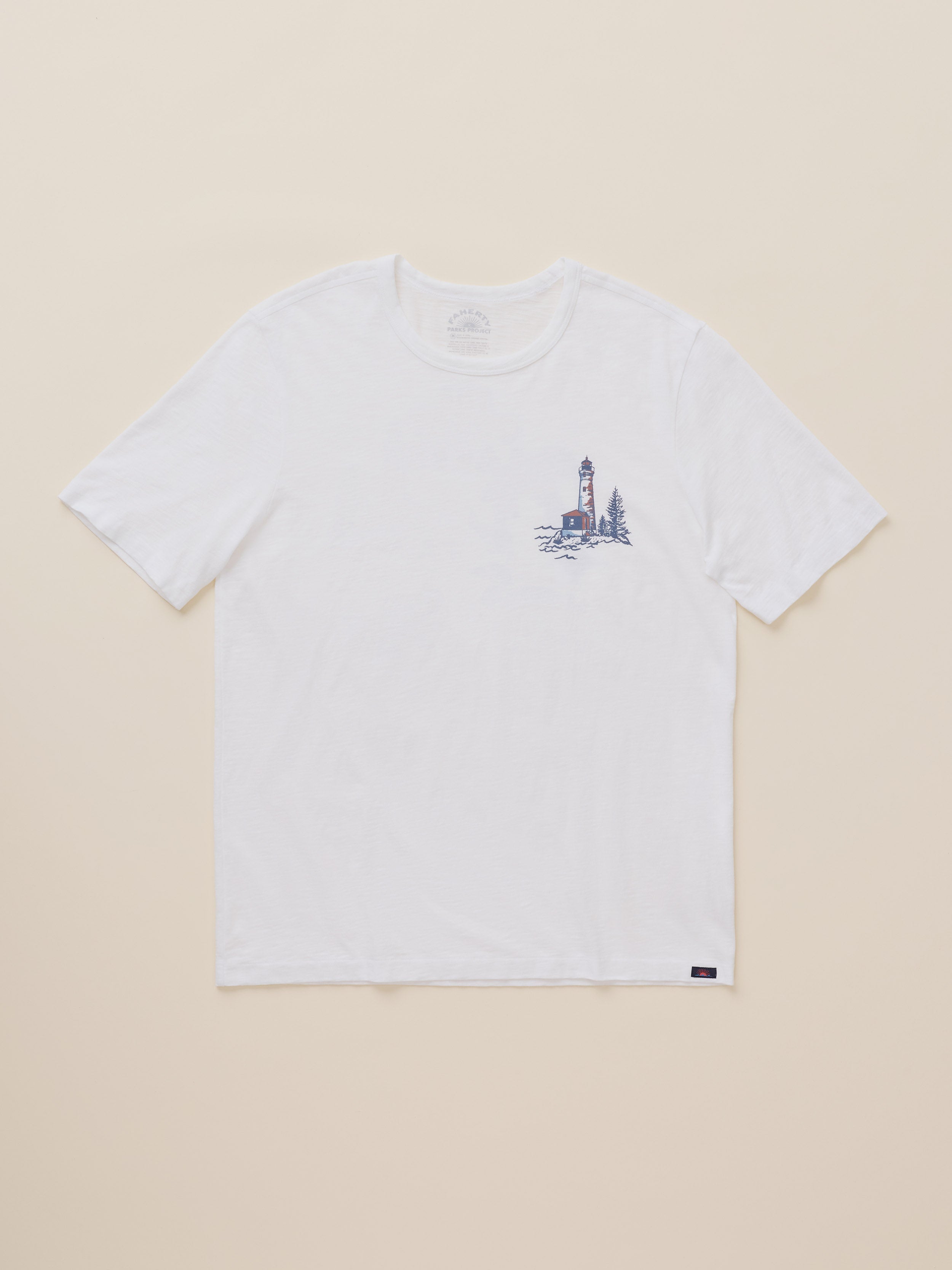 Faherty x Parks Project Great Lakes Short-Sleeve Sunwashed Regenerative Tee - White
