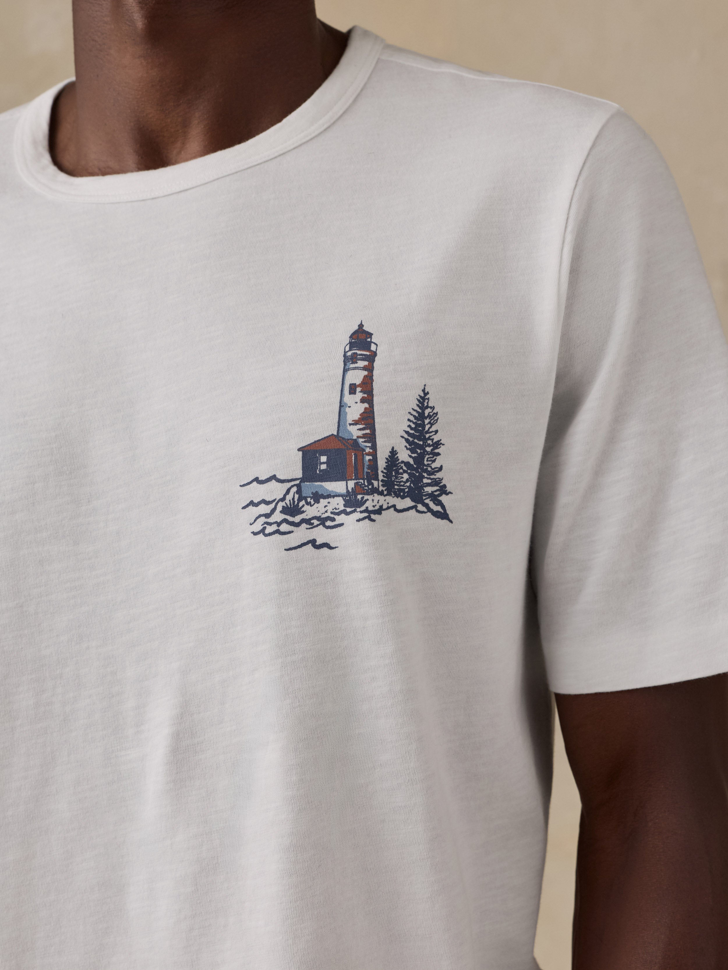Faherty x Parks Project Great Lakes Short-Sleeve Sunwashed Regenerative Tee - White