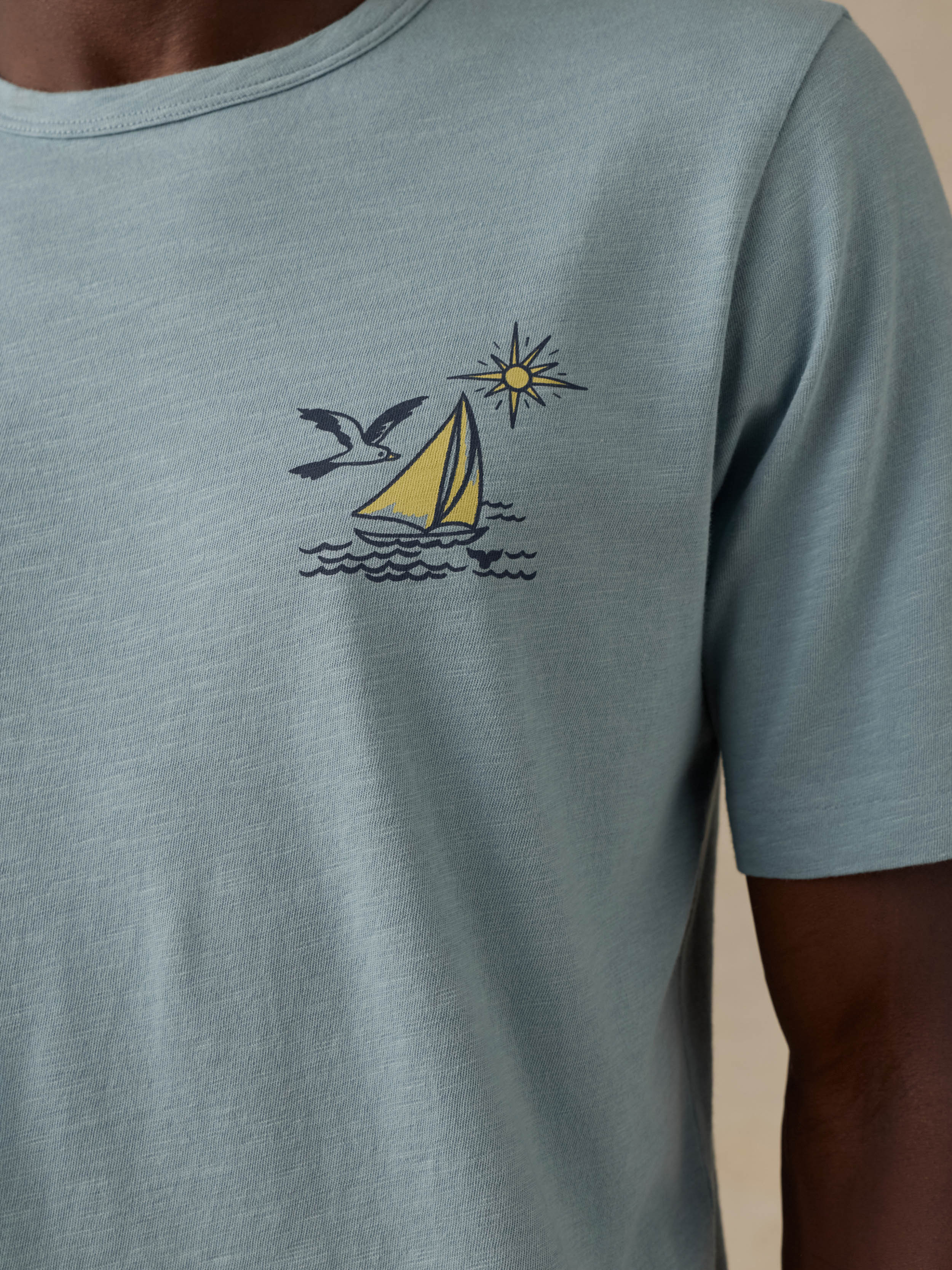 Faherty x Parks Project Channel Islands Short-Sleeve Sunwashed Regenerative Tee - Hull Teal