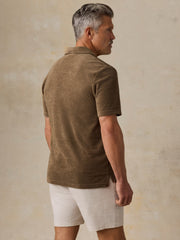 Cabana Towel Terry Surf Stripe Polo - Island Brown