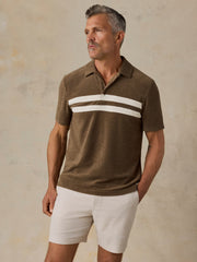 Cabana Towel Terry Surf Stripe Polo - Island Brown