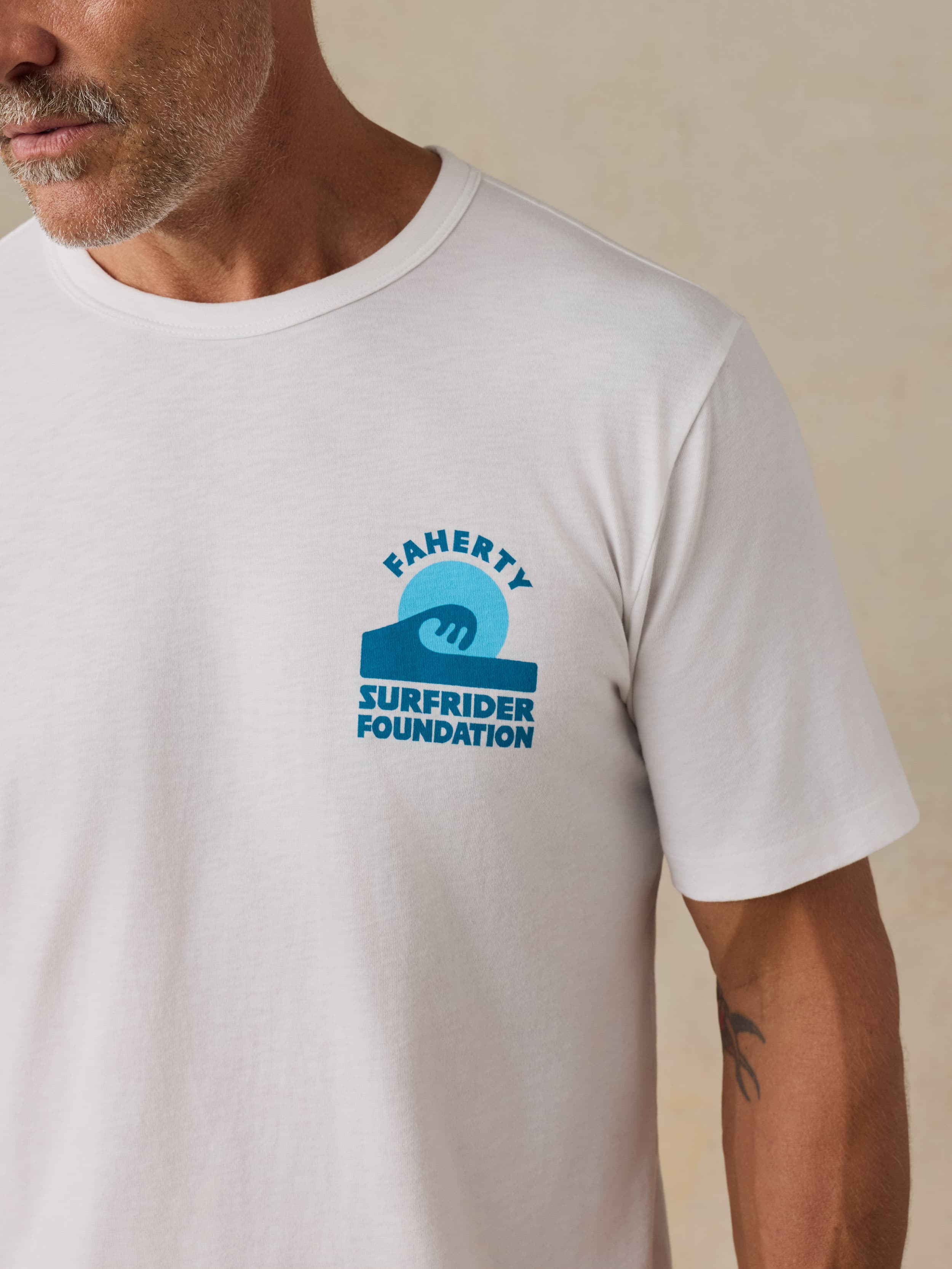 Faherty x Surfrider Sunwashed Regenerative Tee - White