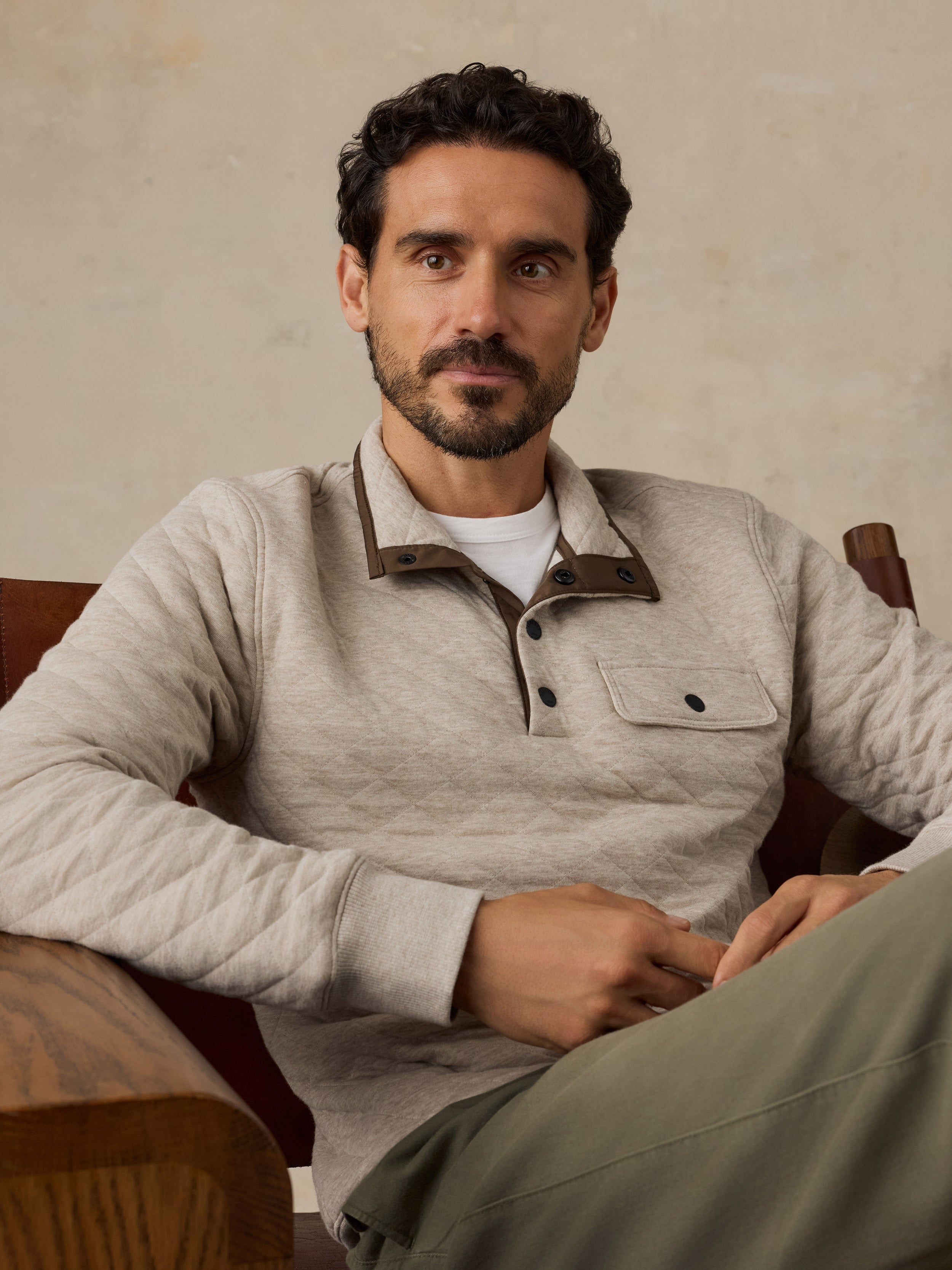 Epic Quilted Fleece Pullover - Oatmeal Melange