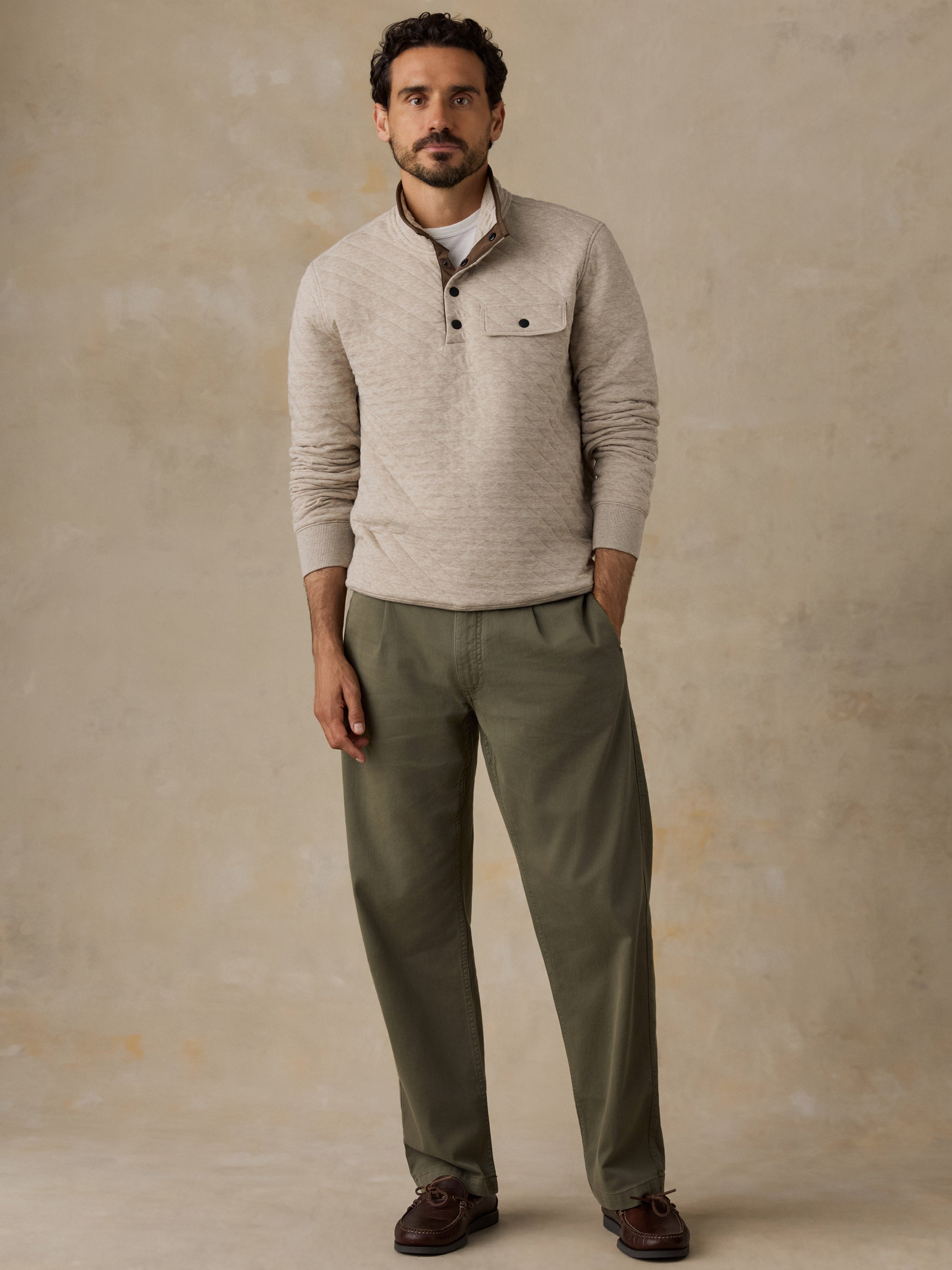 Epic Quilted Fleece Pullover - Oatmeal Melange