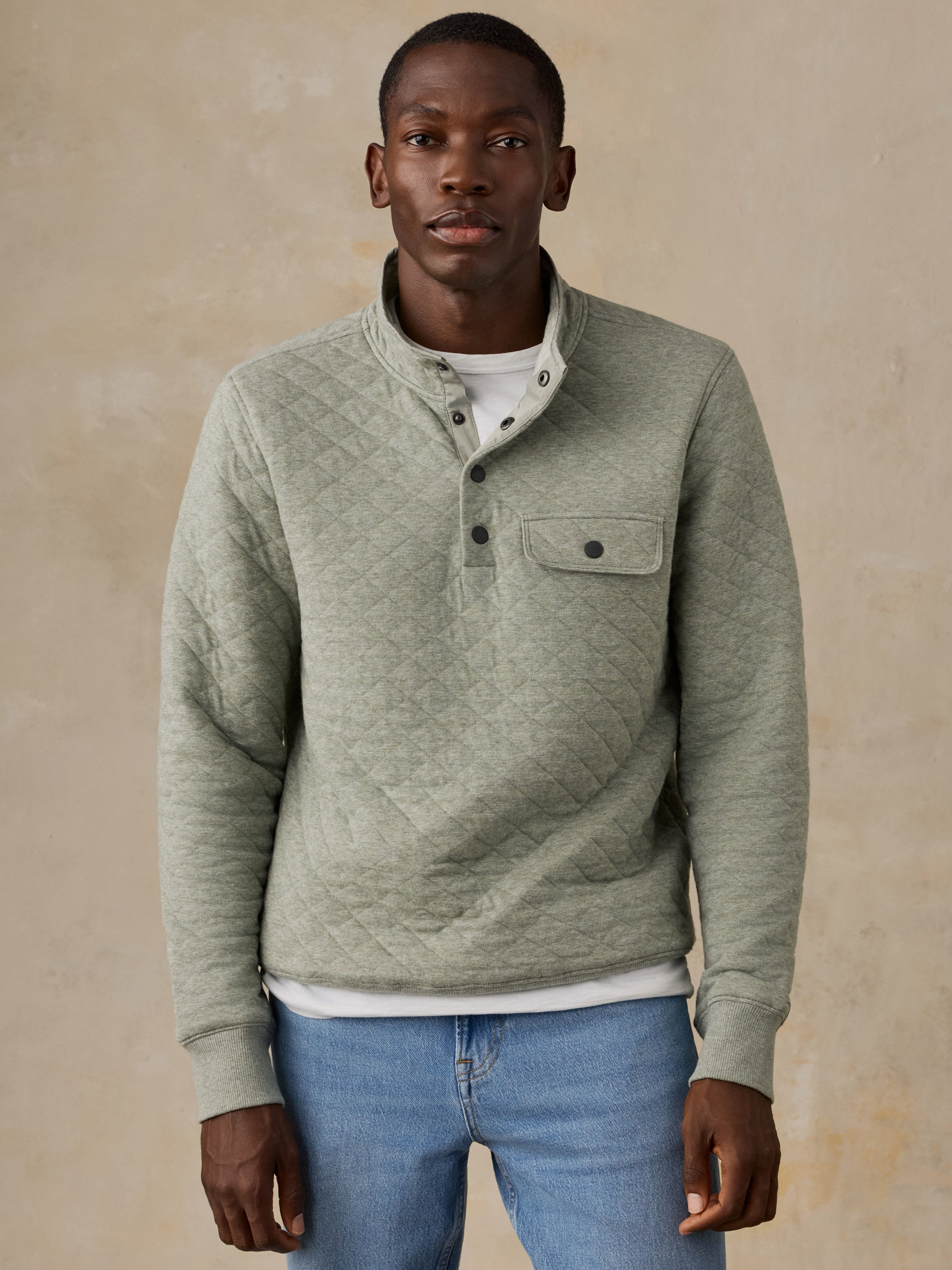 Epic Quilted Fleece Pullover - Pine Rock Heather