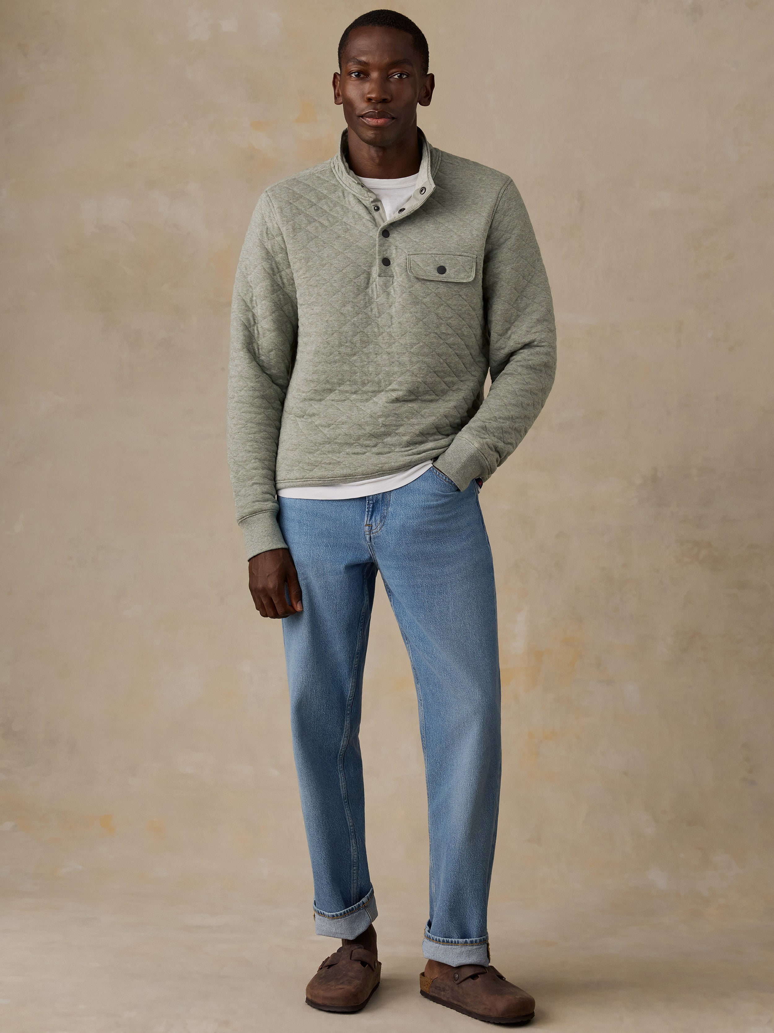 Epic Quilted Fleece Pullover - Pine Rock Heather