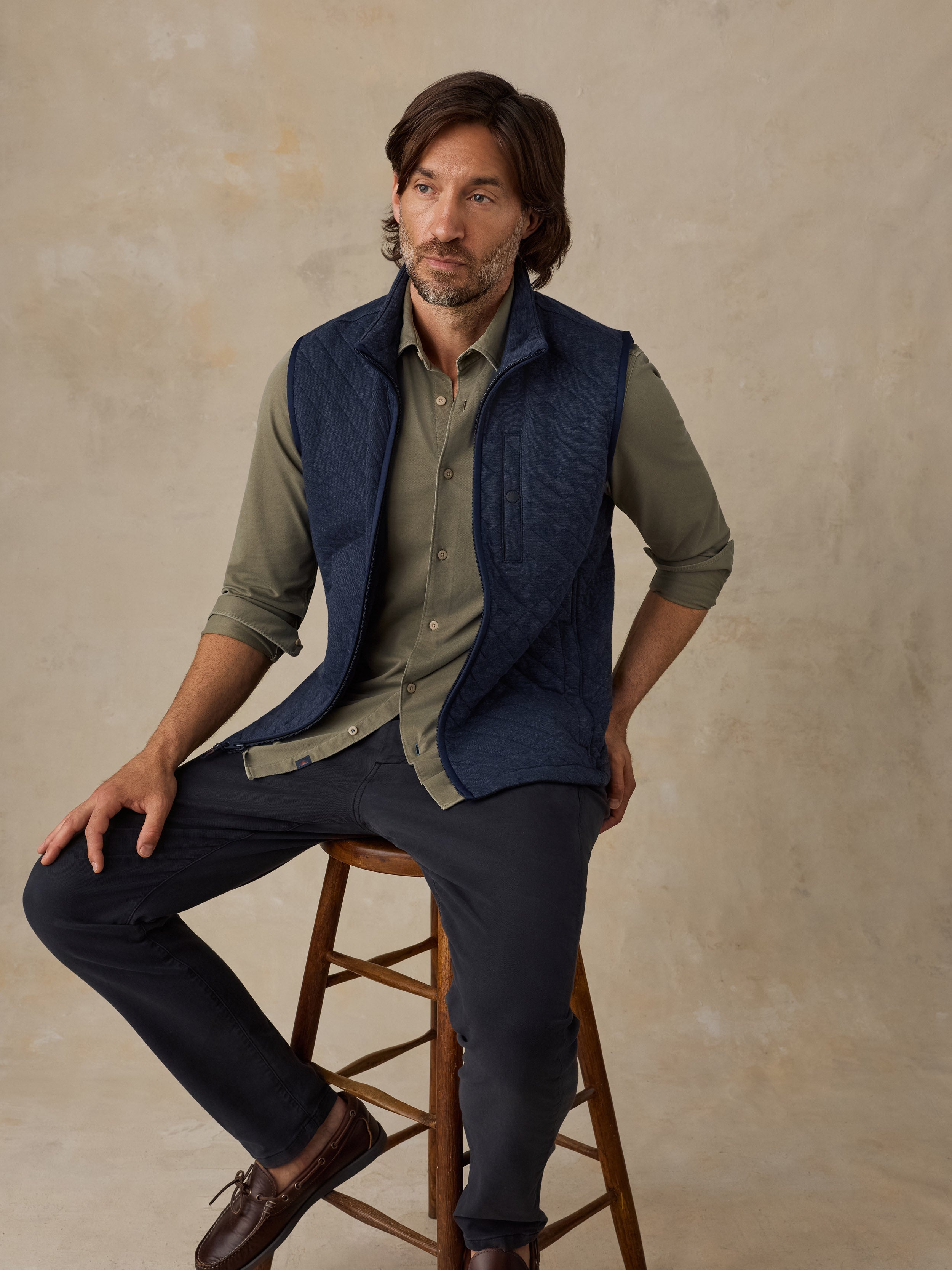 Epic Quilted Fleece Vest - Navy Melange