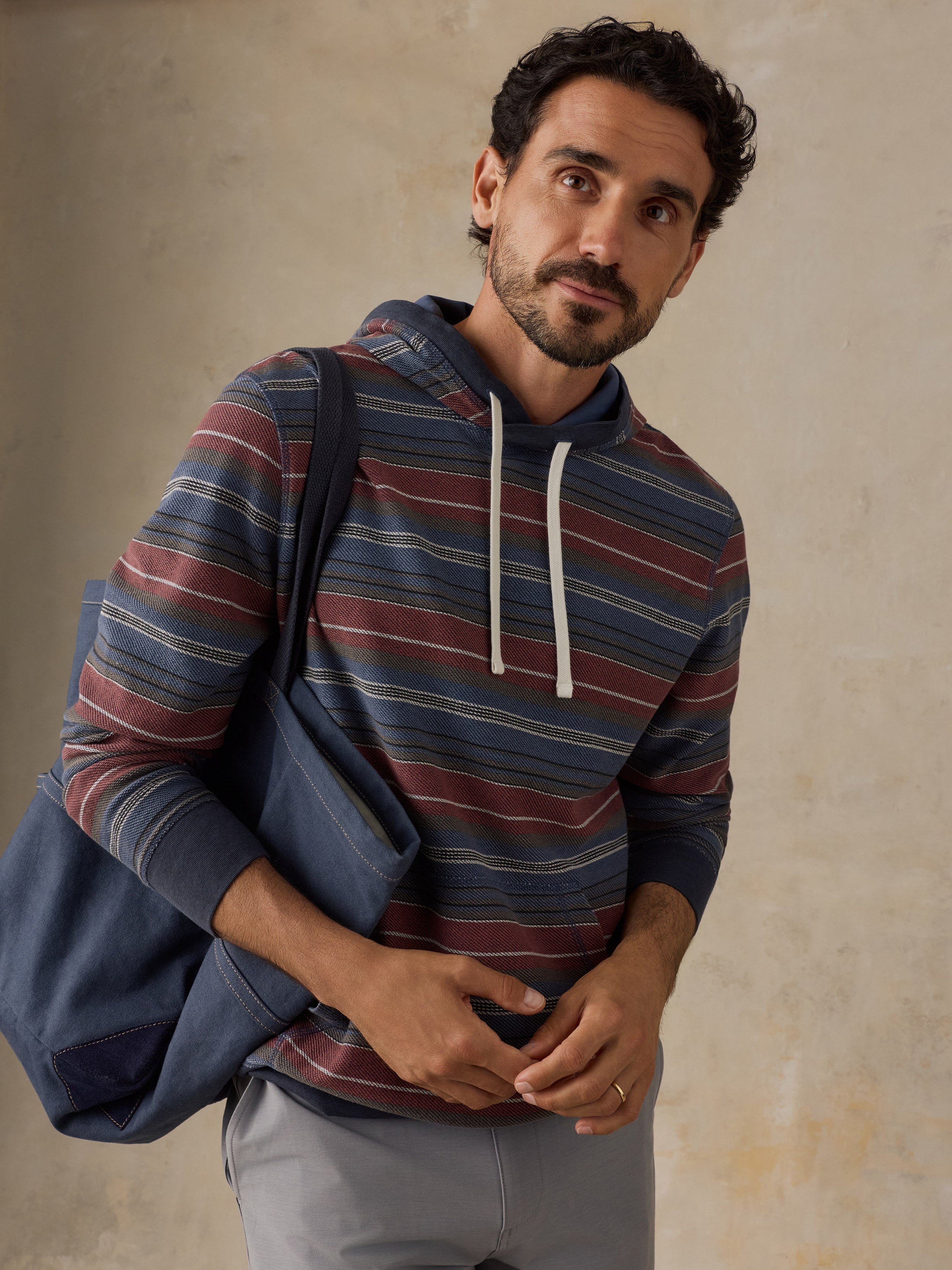 Byron Bay Hoodie - Nighttime Cherry Stripe